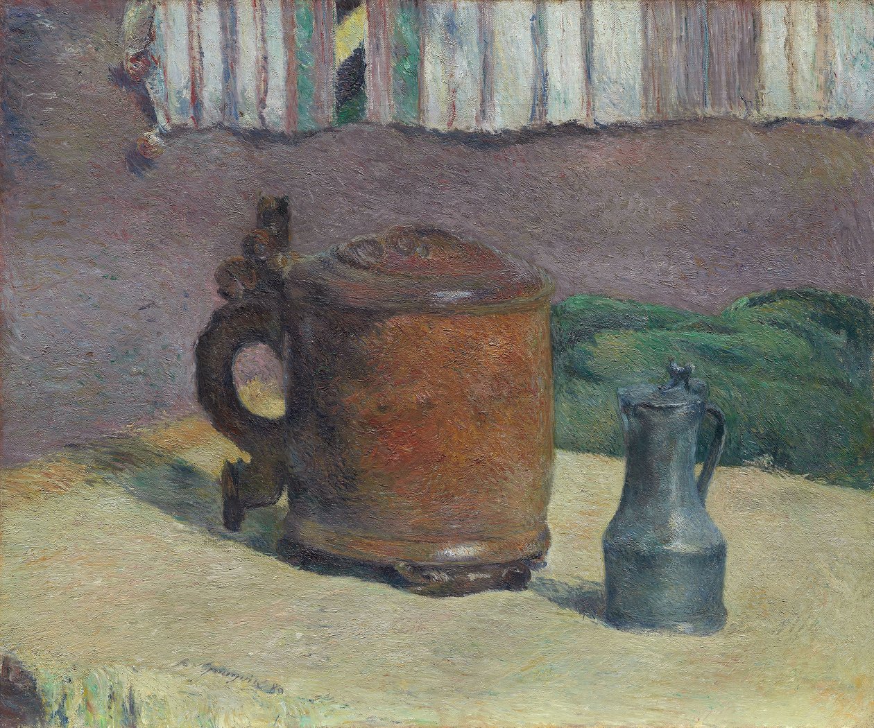 Dřevěná nádoba a kovový džbán od Paul Gauguin