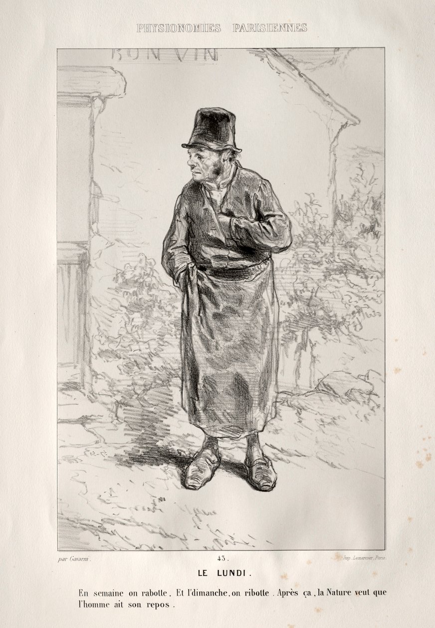 Le Lundi. od Paul Gavarni