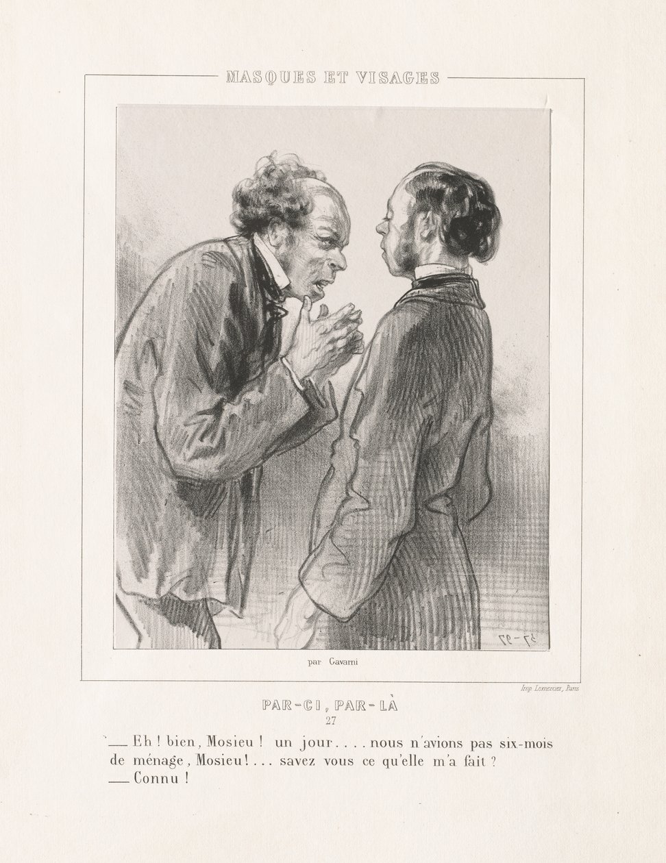Masky a vizáže: Par-ci, Par-la, 50. léta 19. století. od Paul Gavarni