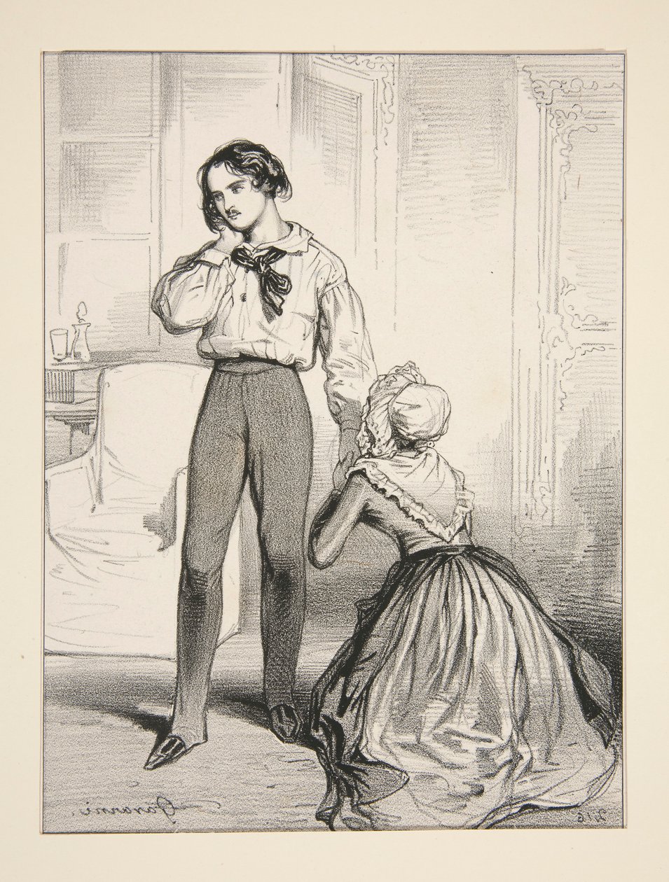 Chudák matka. Čtvrté dějství / Adolphe Laferriere od Paul Gavarni