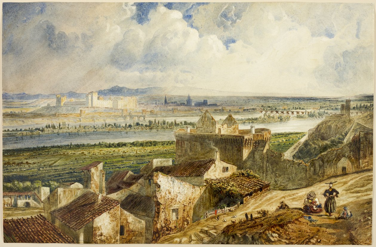 Pohled na Avignon (z Villeneuve les Avignon) od Paul Huet