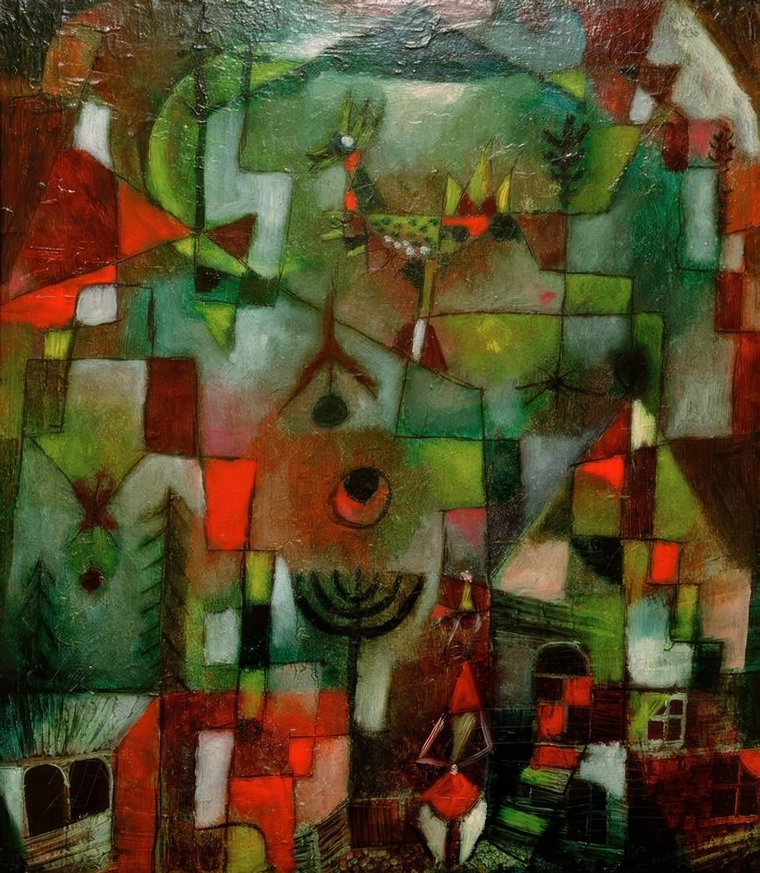Obrázek s kohoutem a granátníkem od Paul Klee