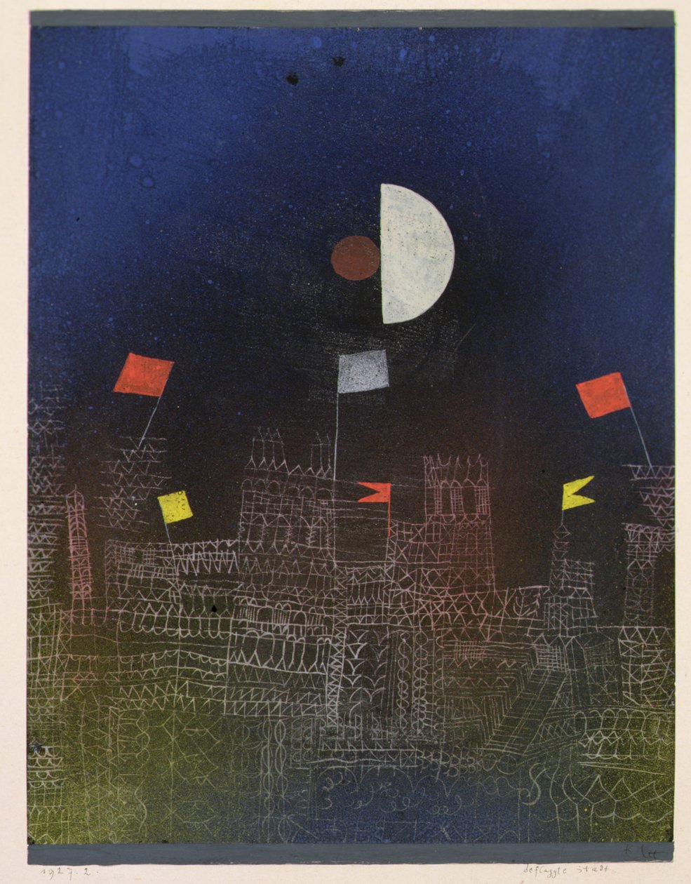 Město s vlajkami od Paul Klee