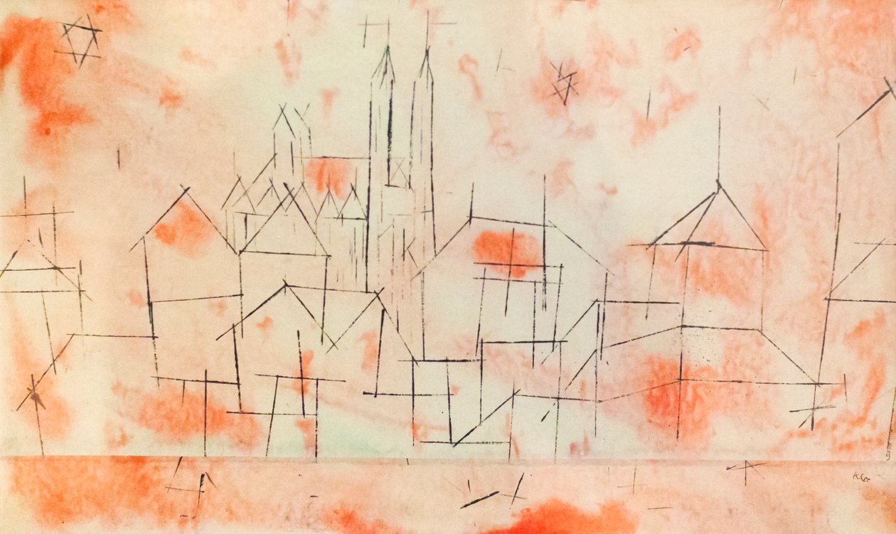 Město s gotickou katedrálou od Paul Klee