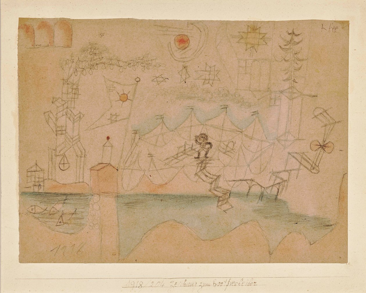 Kresba pro půjčovnu lodí, 1918. od Paul Klee