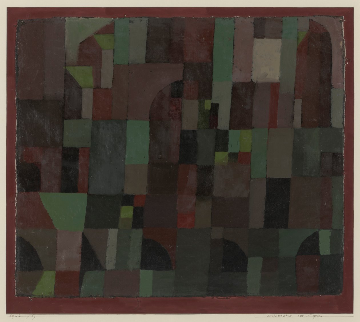 Červená/zelená architektura (gradace žlutá/fialová) od Paul Klee