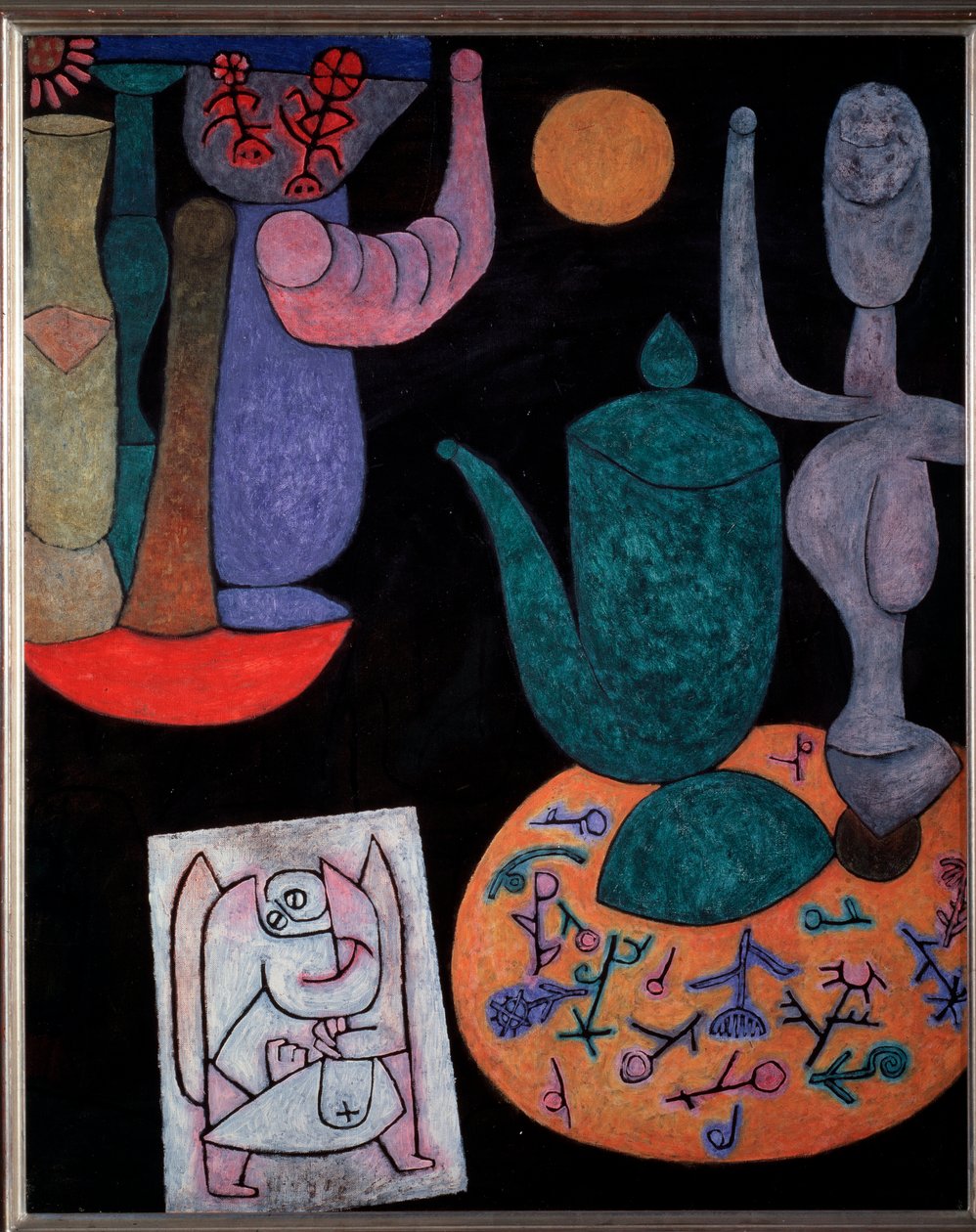 Zátiší na černém pozadí - malba od Paul Klee