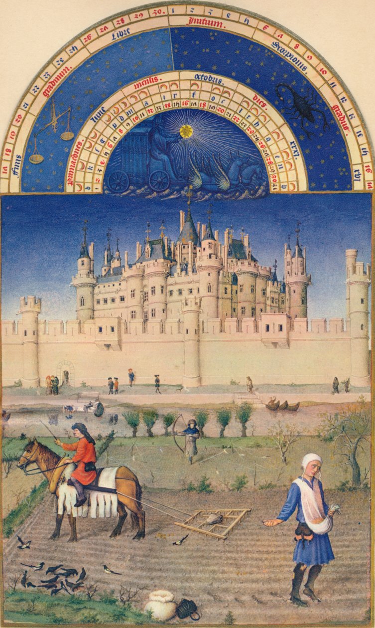Říjen - Louvre, 15. století, 1939 od Paul Limbourg