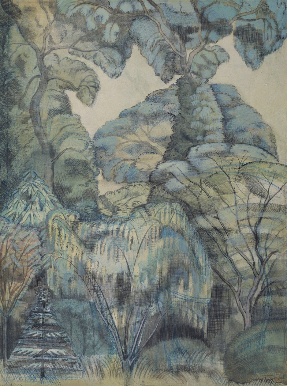 Stromy v Bird Garden, Iver Heath od Paul Nash