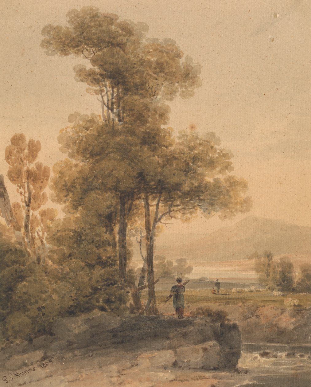 Krajina s postavami, Cromach Water od Paul Sandby Munn