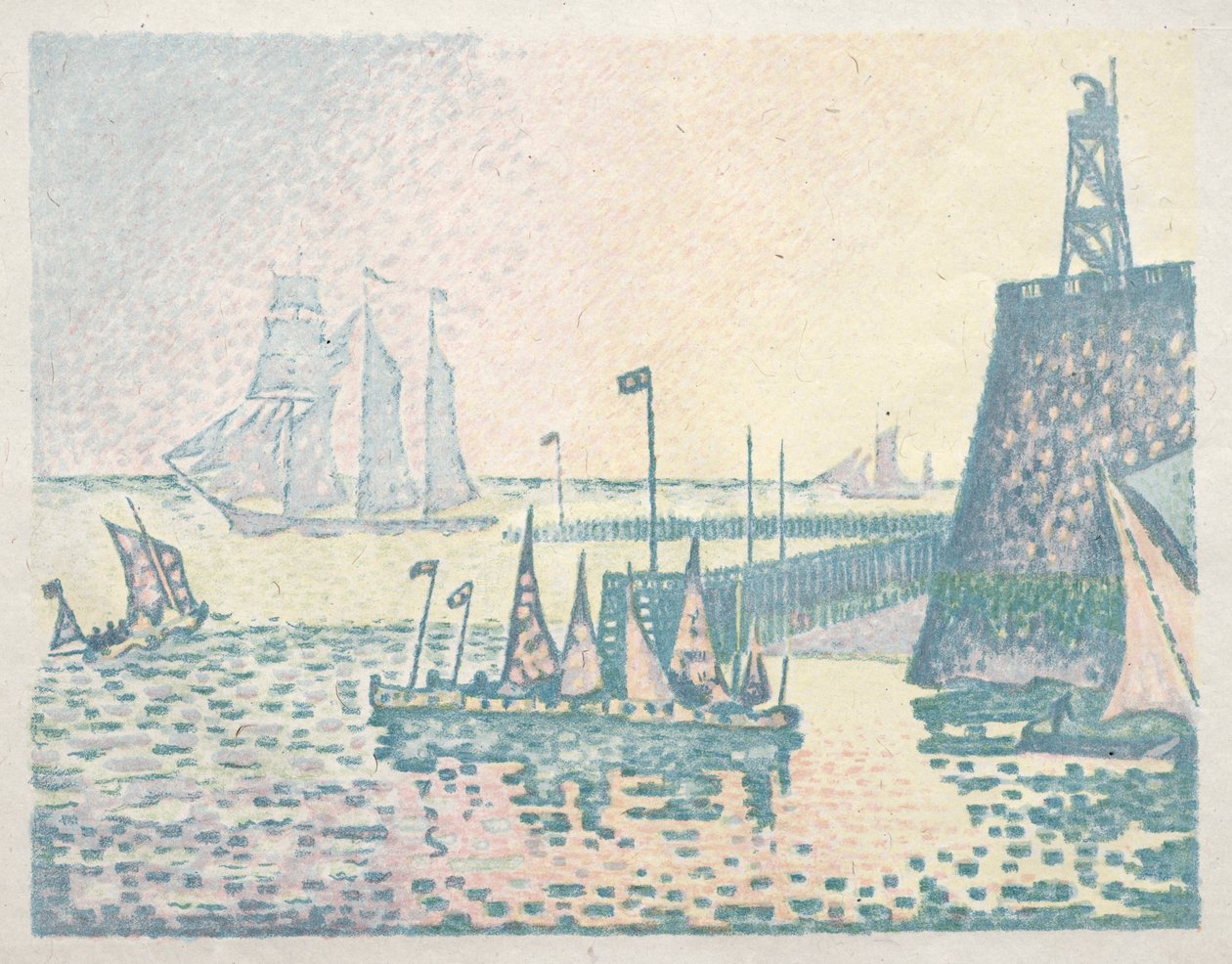 Večer, molo ve Vlissingenu, 1898. od Paul Signac
