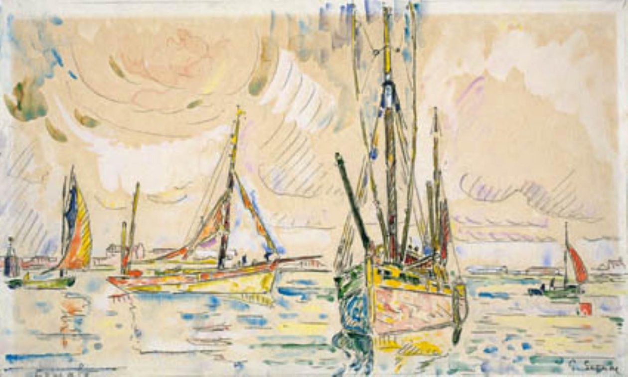 Rybářské lodě v přístavu Locmalo od Paul Signac