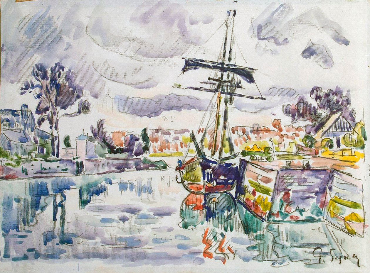 Plachetnice na molu, 20. léta 20. století. od Paul Signac