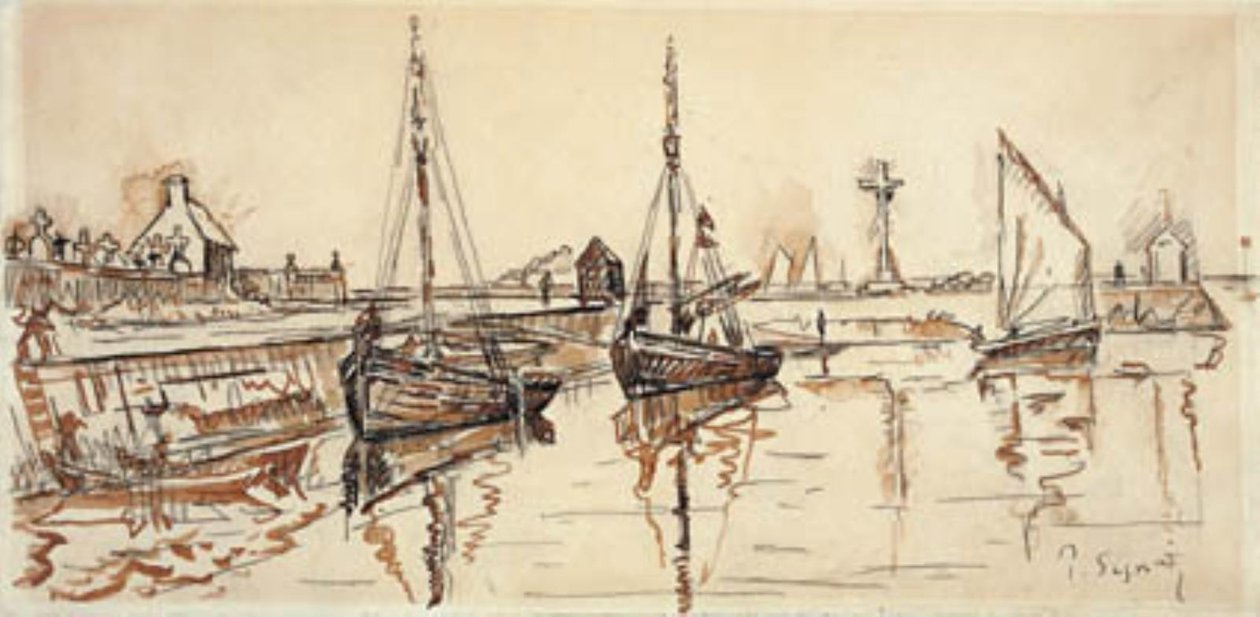 Plachetnice v přístavu Barfleur od Paul Signac