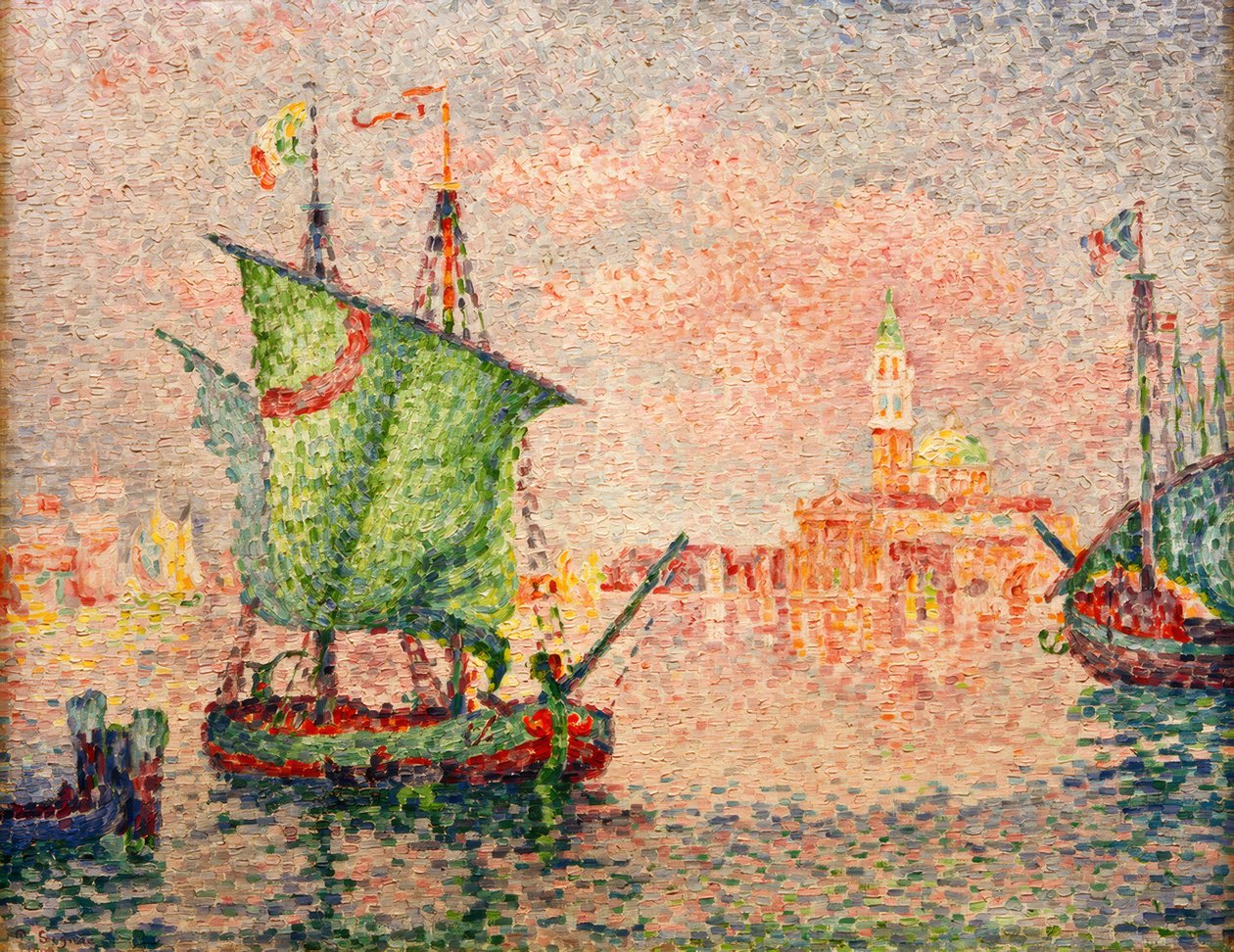 Benátky, růžový mrak od Paul Signac
