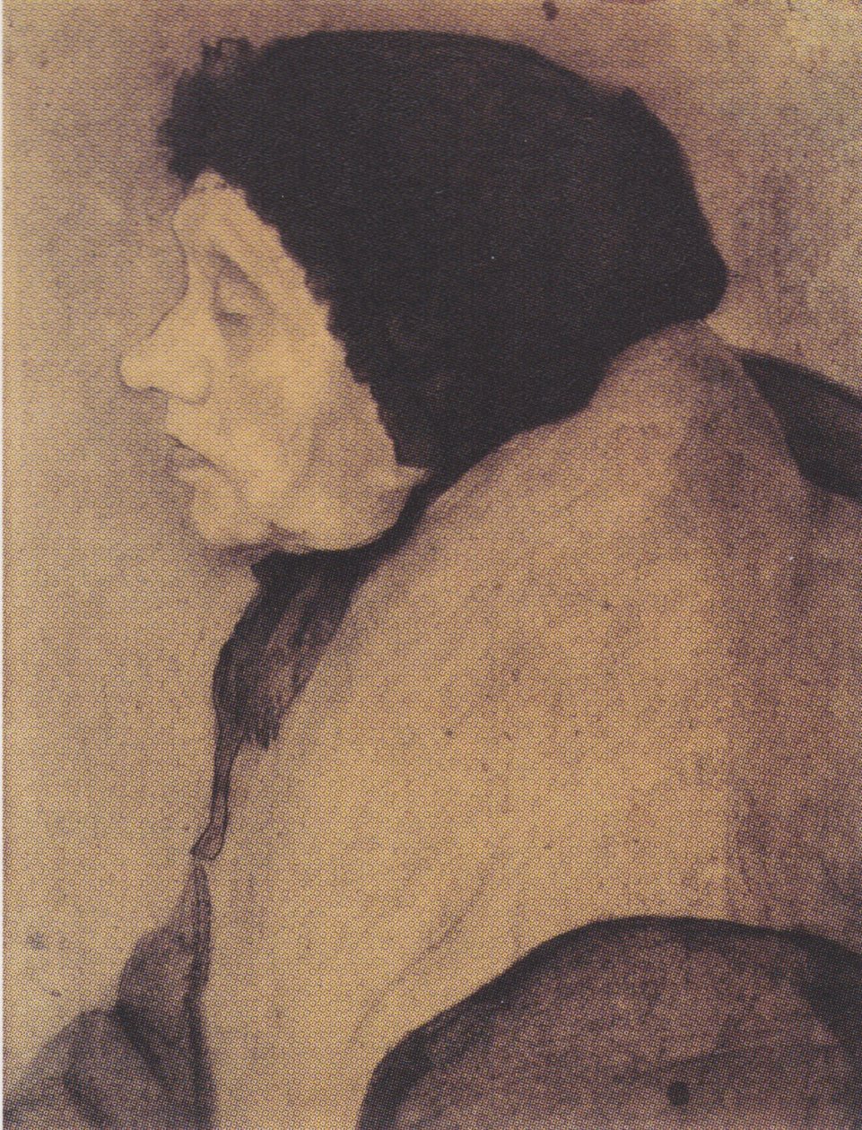 Stará žena s kapucí v profilu vlevo od Paula Modersohn Becker