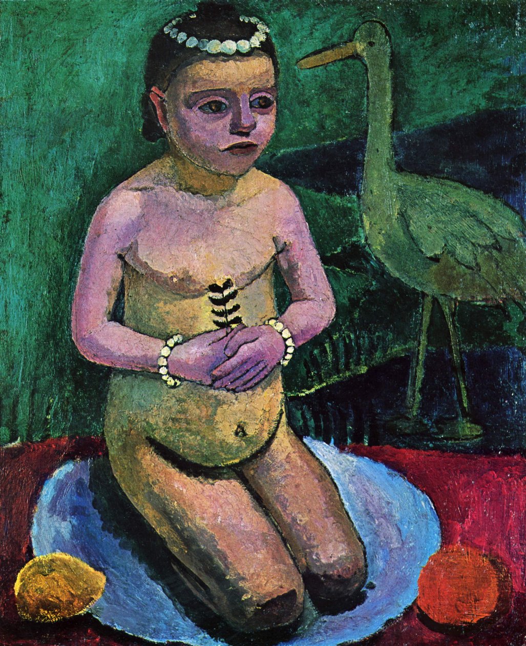 Dítě jednat s čápem od Paula Modersohn Becker