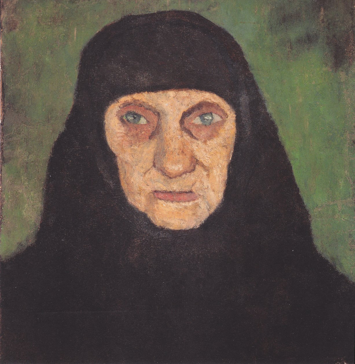 Hlava staré ženy s černým šátkem od Paula Modersohn Becker