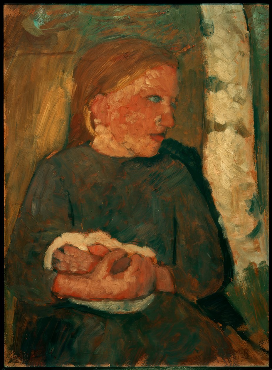 Dívka s králíkem v náručí od Paula Modersohn Becker