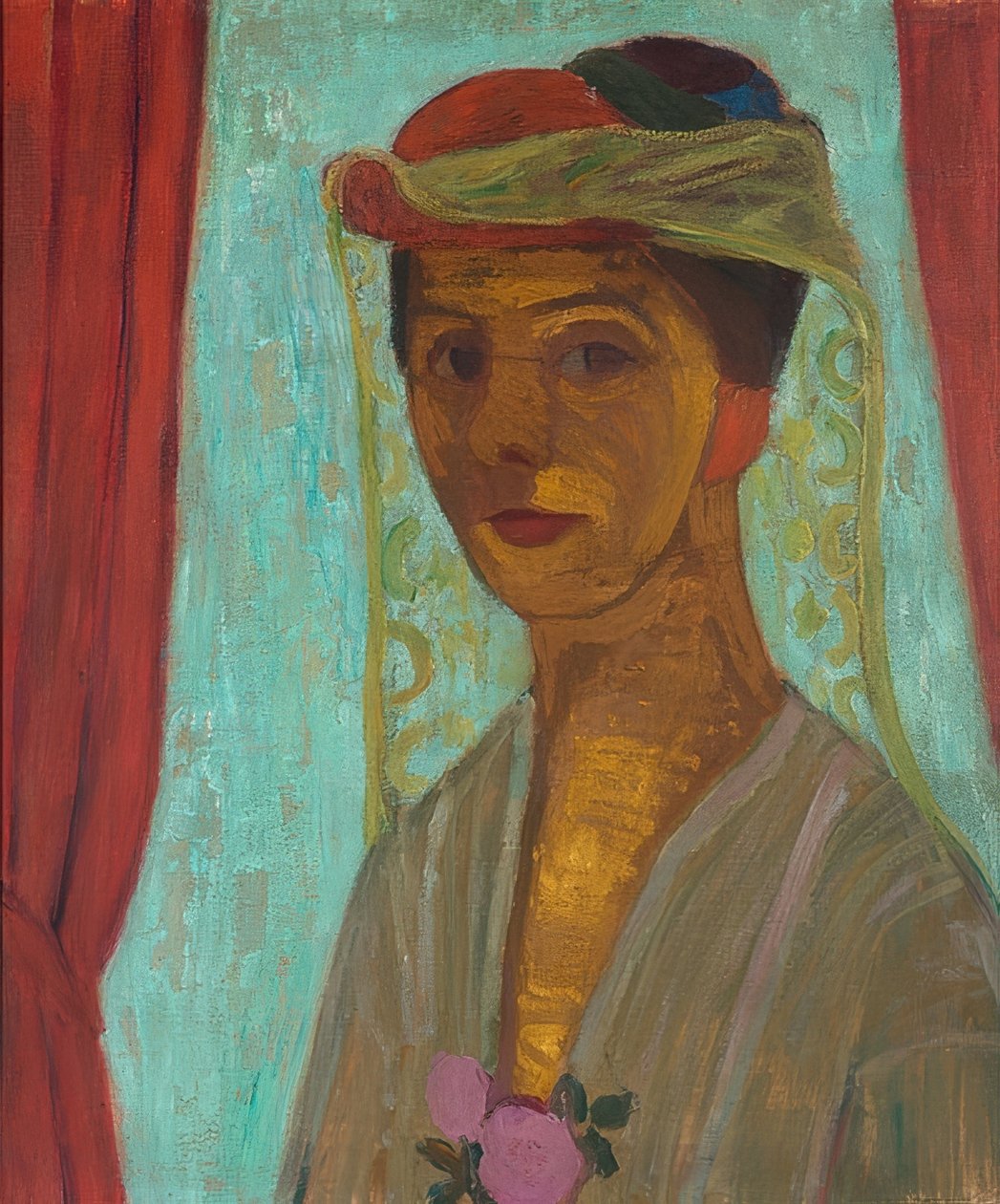 Autoportrét s kloboukem a závojem. 1906-07 od Paula Modersohn Becker