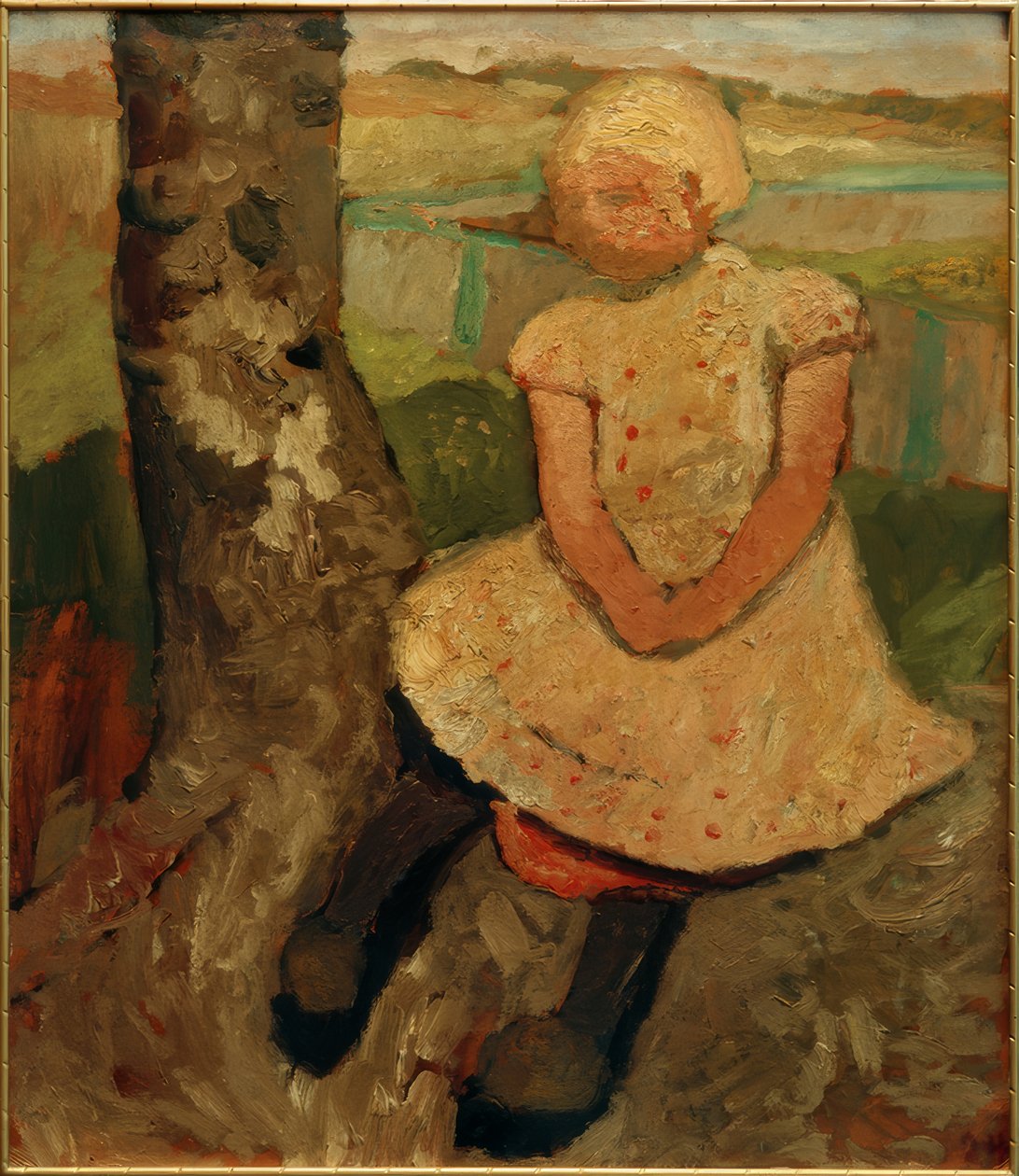 Sedící dítě pod stromem od Paula Modersohn Becker