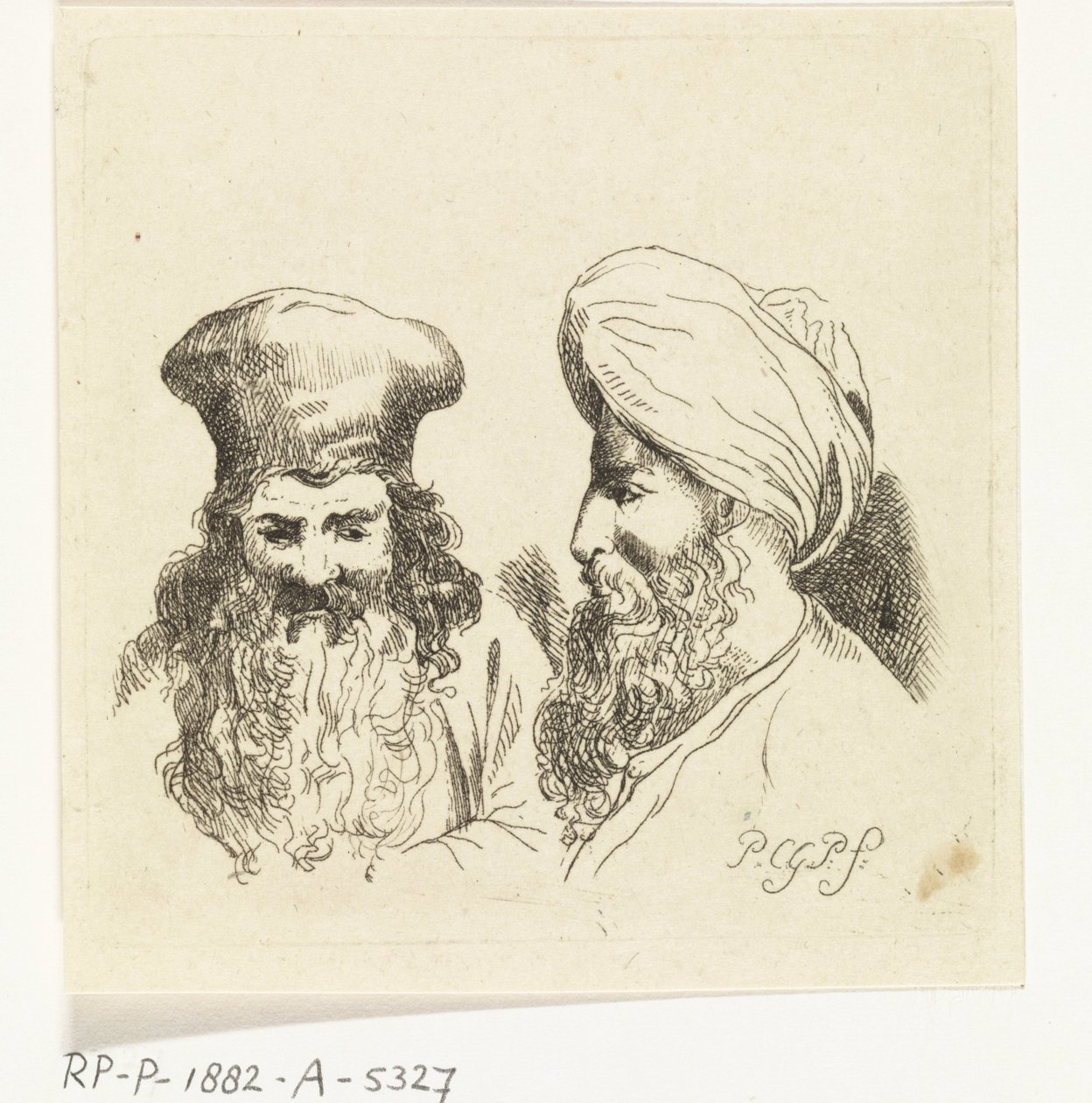 Dvě mužské hlavy s turbany od Paulus Charles Gerard Poelman