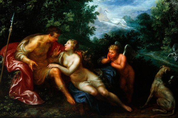 Venuše a Adonis od Paulus Moreelse