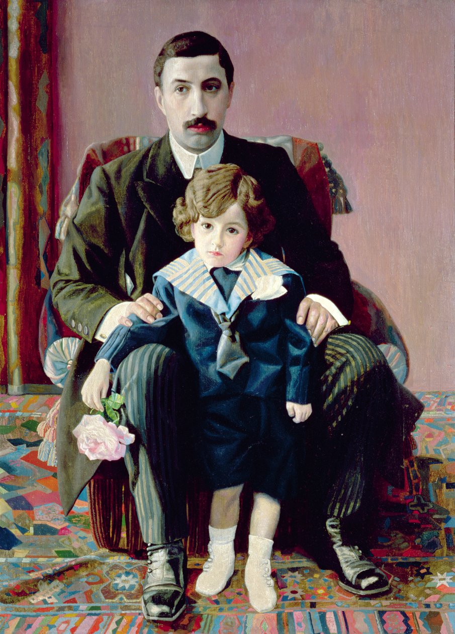 Portrét Armana Frantseviče Azibera a jeho syna, 1915 od Pawel Nikolajewitsch Filonow