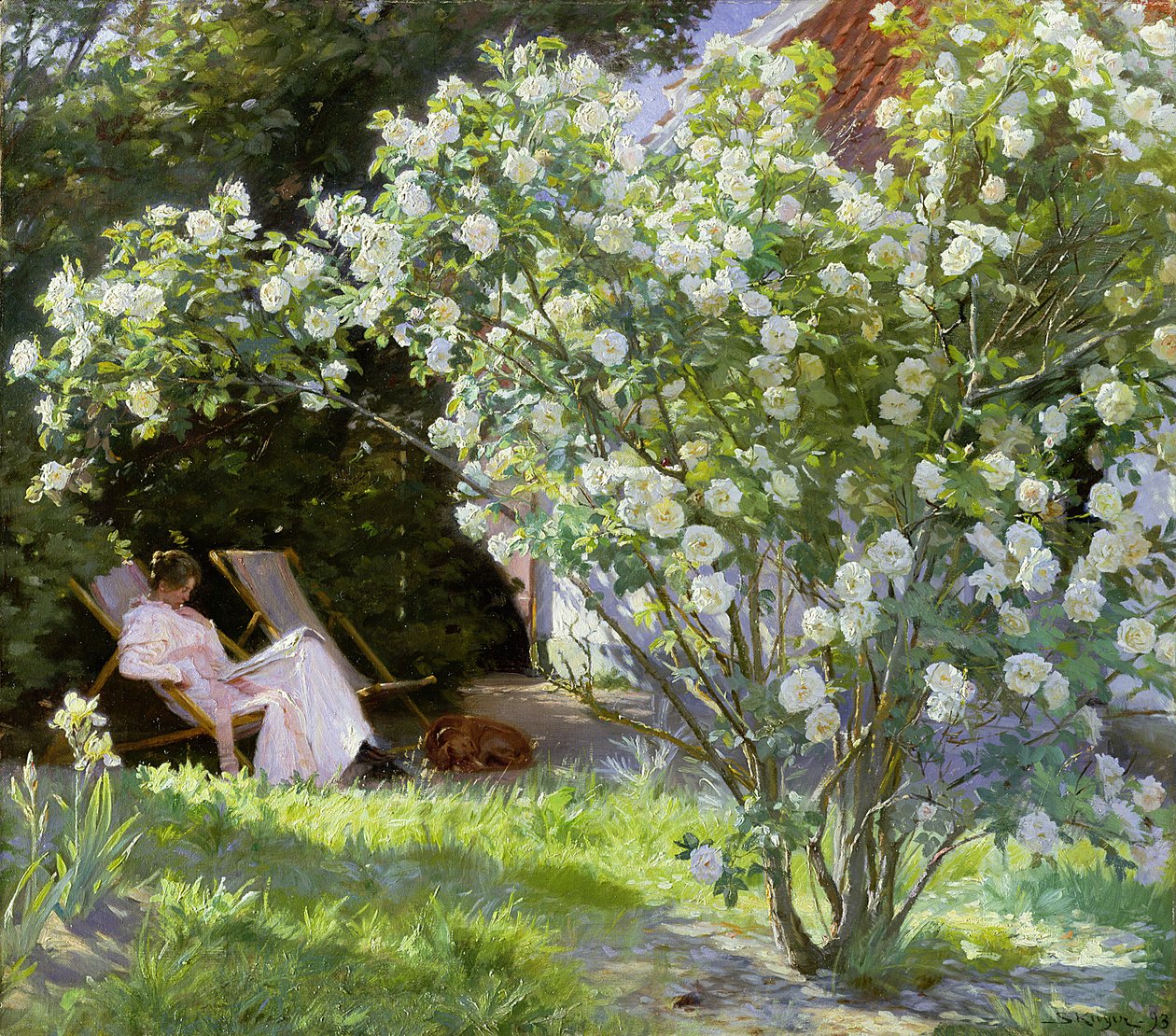 Růže aneb Umělcova žena v zahradě ve Skagenu od Peder Severin Krøyer