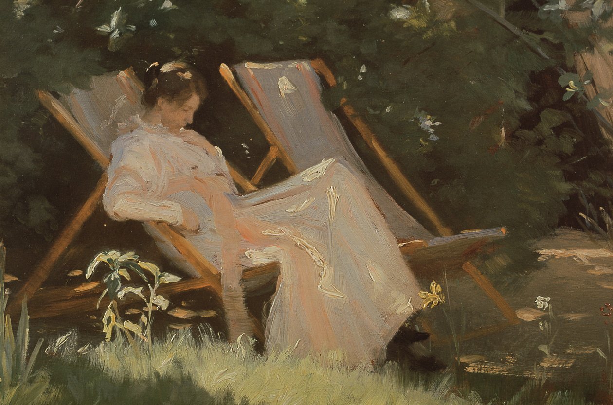 Umělcova manželka sedící v zahradním křesle ve Skagenu, 1893 od Peder Severin Krøyer