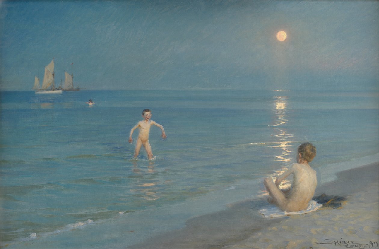 Chlapci koupání ve Skagenu. Letní večer od Peder Severin Krøyer