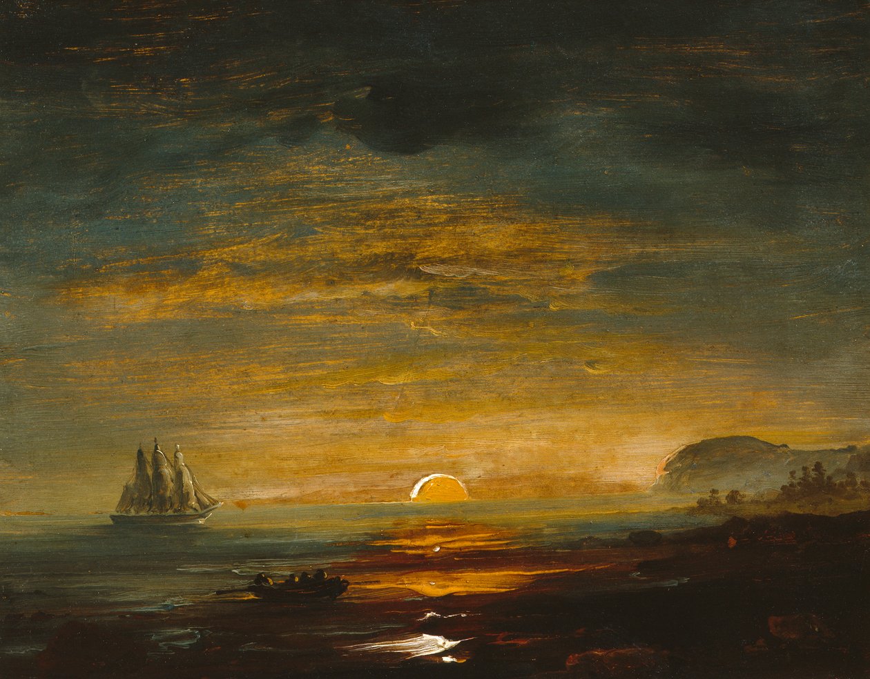 Pobřežní krajina se západem slunce od Peder Balke
