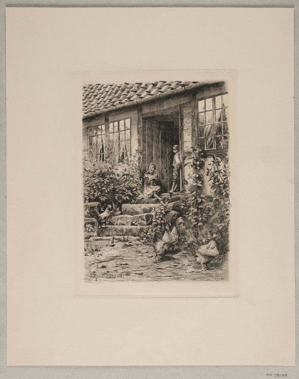 Děti na schodech od Peder Monsted