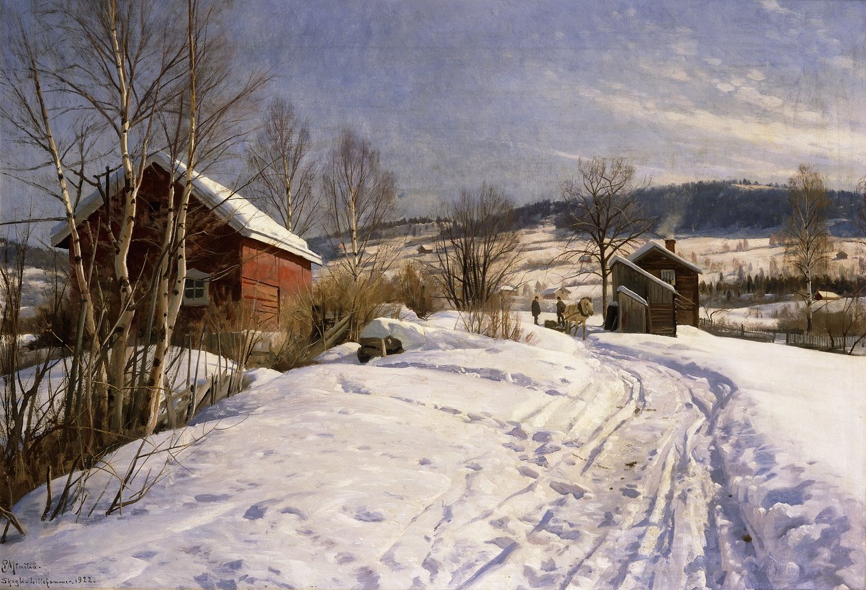 Zimní krajina, Lillehammer od Peder Monsted