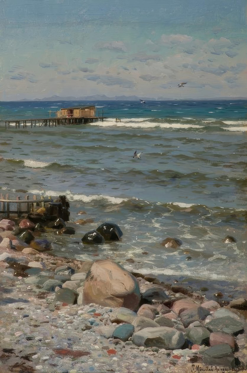 P.Mönsted, Am Strand od Peder Monsted