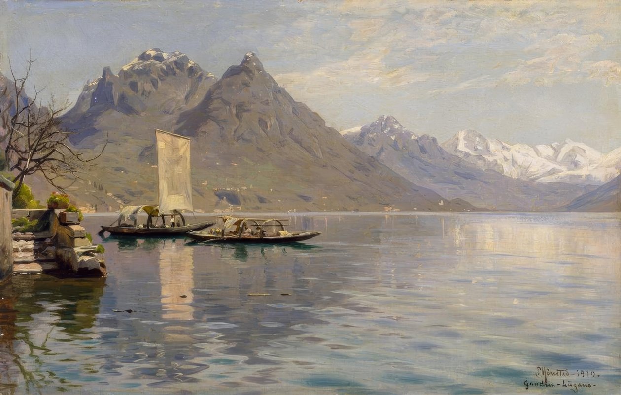 Slunce na jezeře Lugano od Peder Monsted