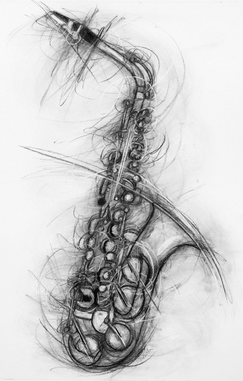 Saxofon 2005 (uhl na papíře) od Penny Warden