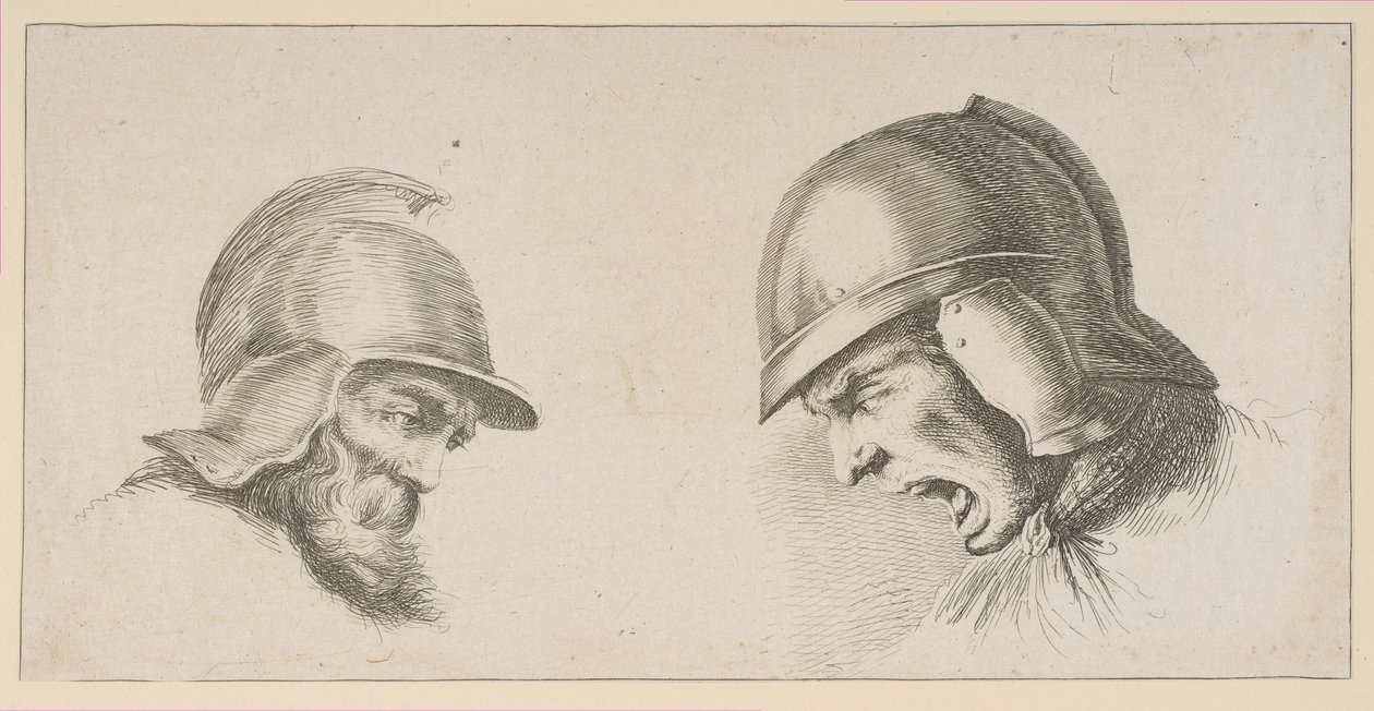Dvě hlavy starých vojáků, po roce 1641. od Peregrine Lovell