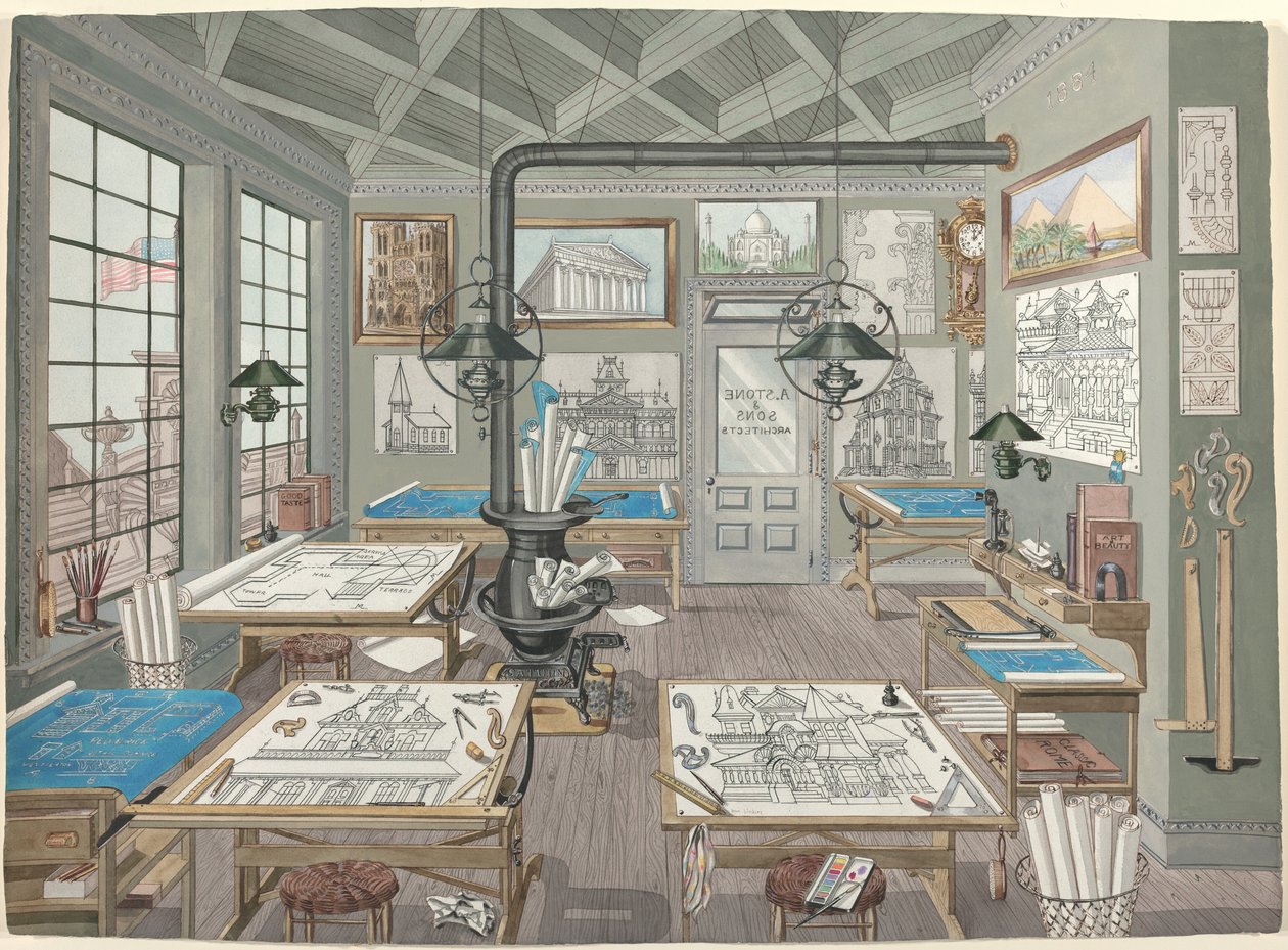 Architektova výkresová místnost, 1884, 19351942. od Perkins Harnly