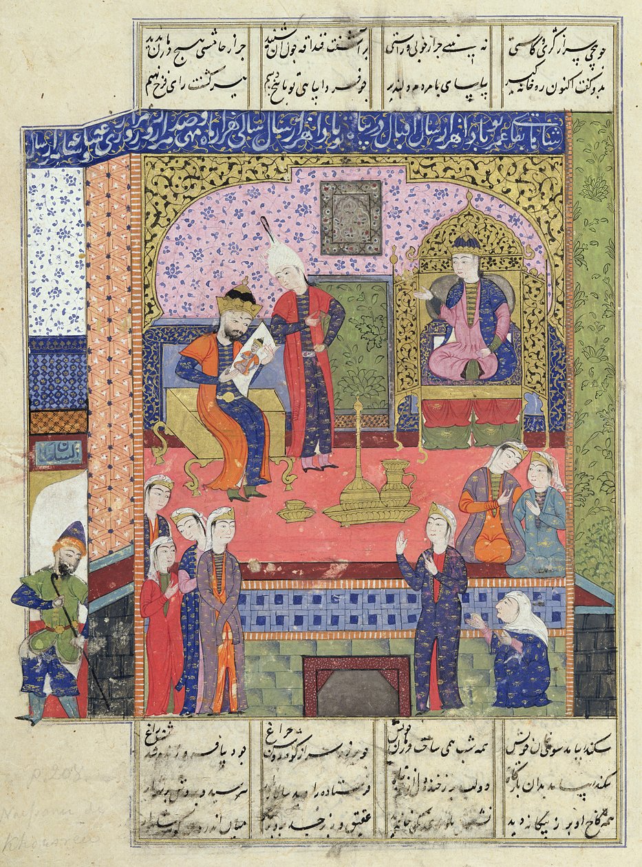 Paní D-184 fol.381a Interiér paláce perského krále, ilustrace z 