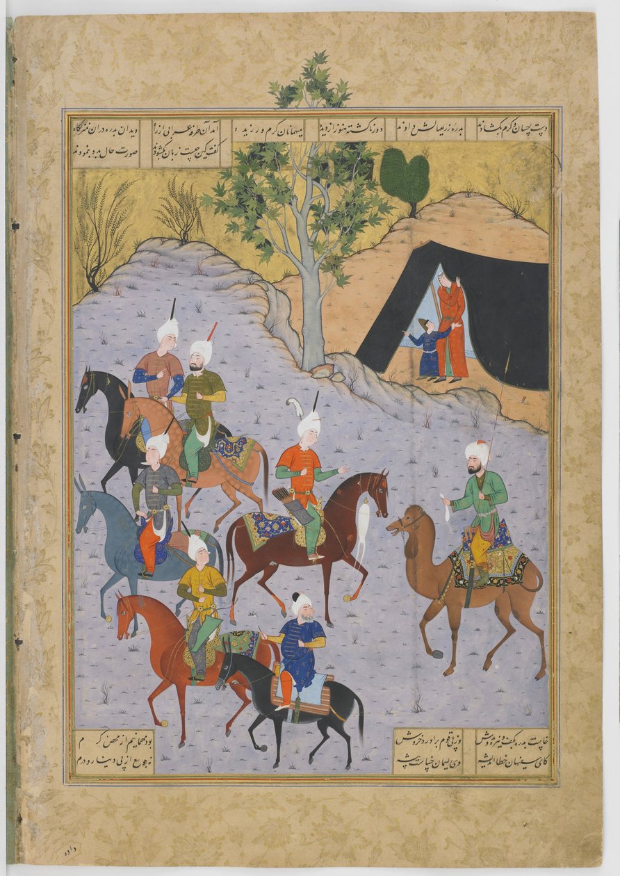 Arab Berates své hosty, ilustrace z Haftawrangu od Persian School