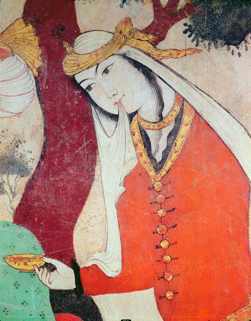 Žena ze dvora Shah Abbas I, 1585-1627 (detail) od Persian School