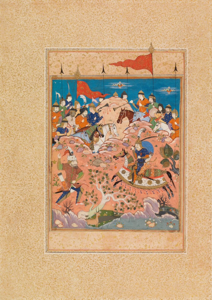 Bojová scéna (wc a kvaš na pergamenu) od Persian School