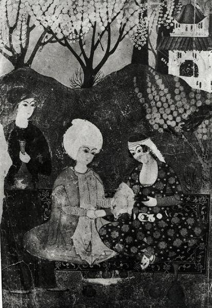 Muž a žena v zahradě od Persian School