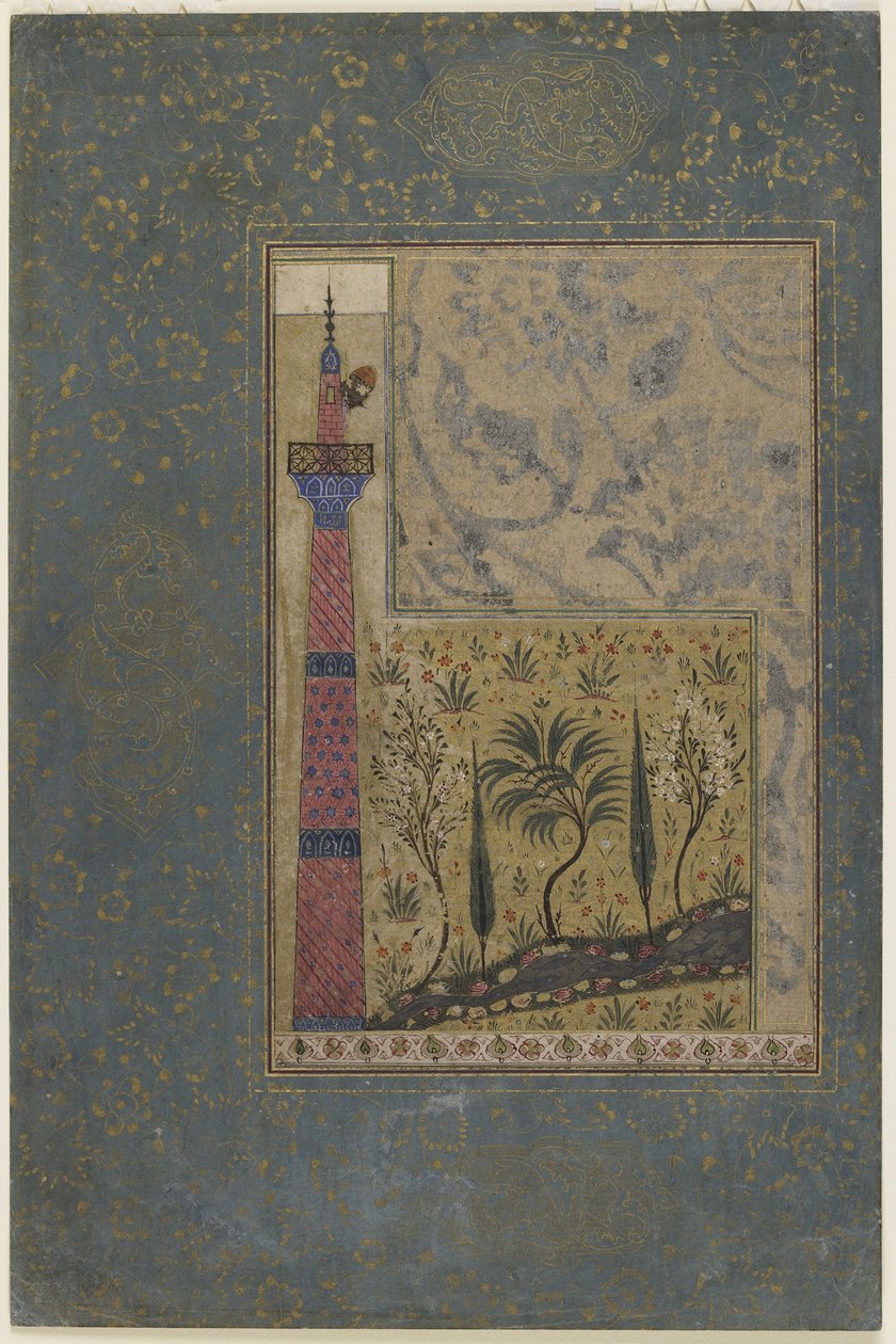 Muž na vrcholu minaretu, kolem 1417-18 od Persian School