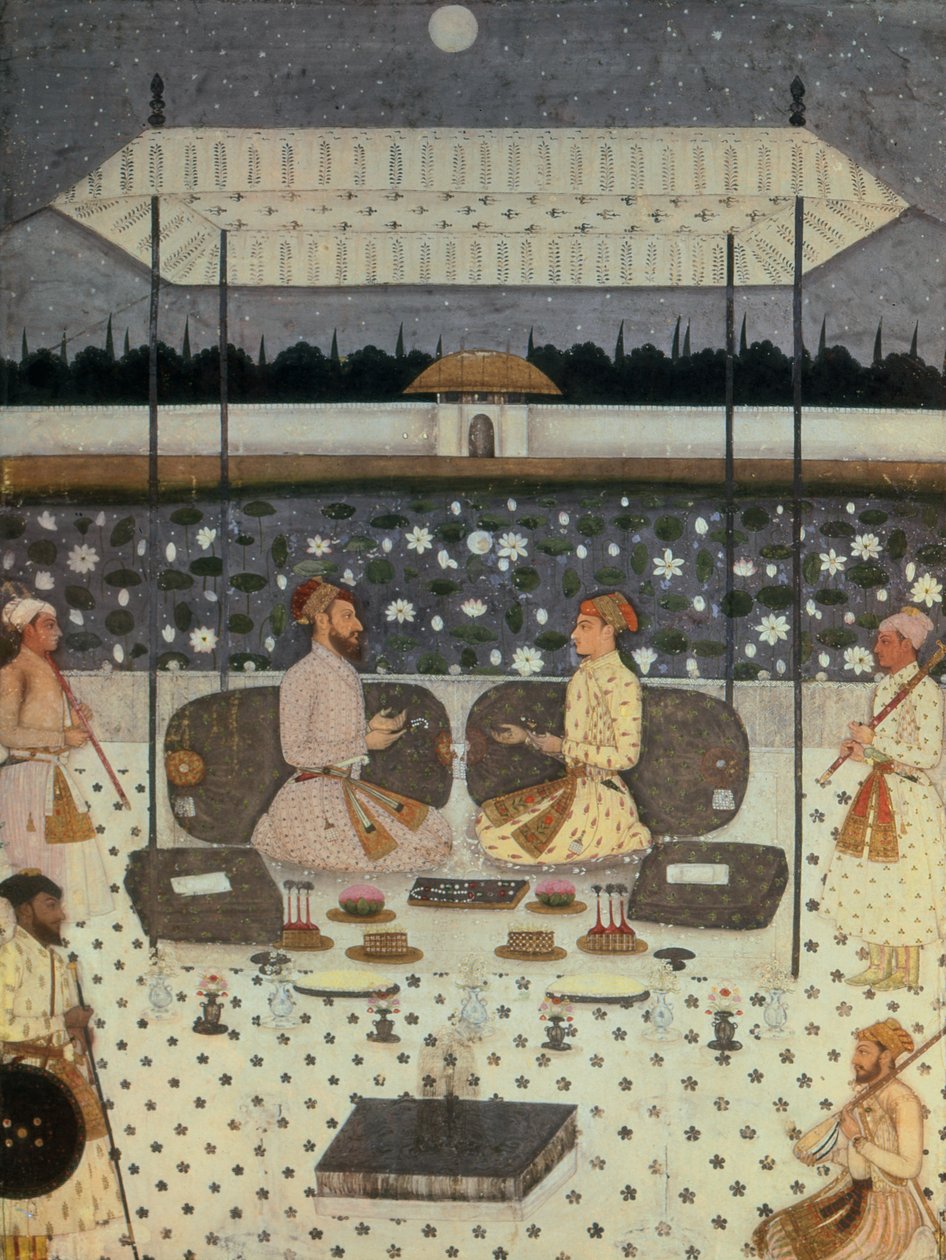 Dva moghulští princové mluvící v noci, c.1480-90 od Persian School