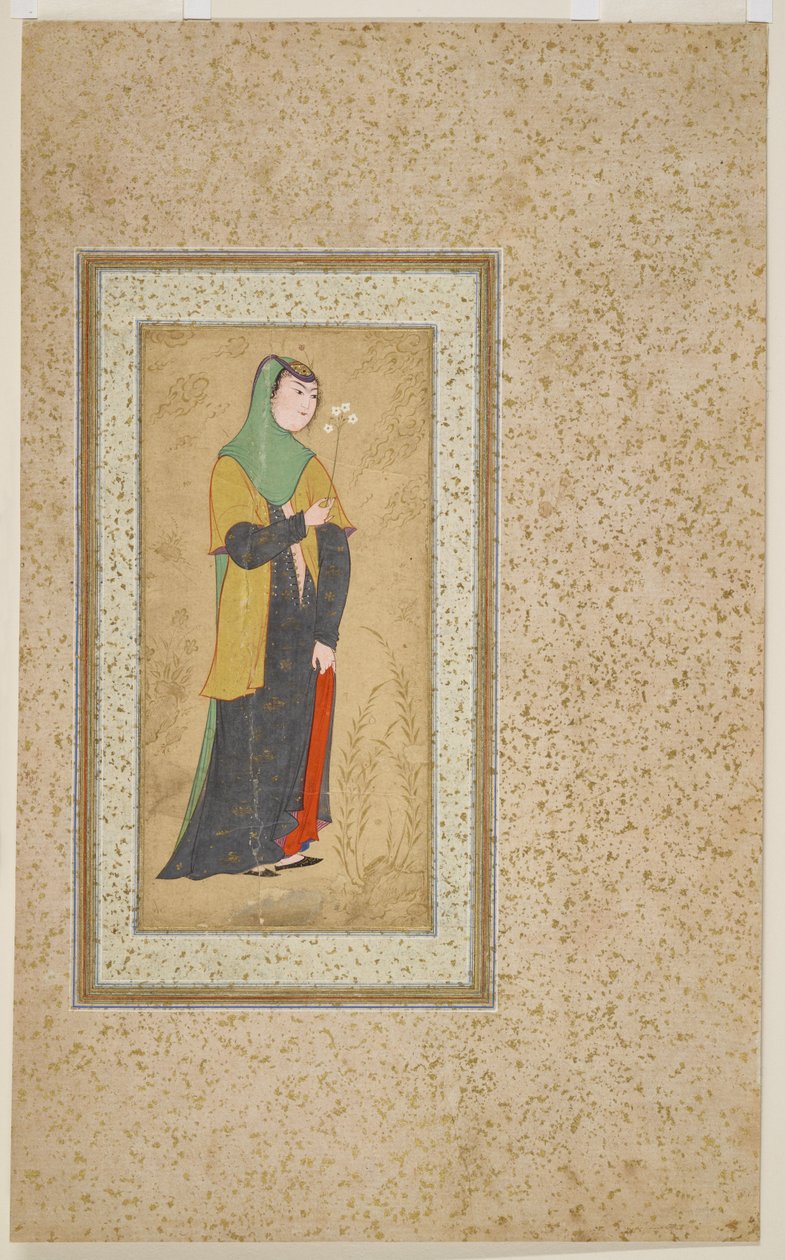 Žena se sprškou květin, c.1595 od Persian School