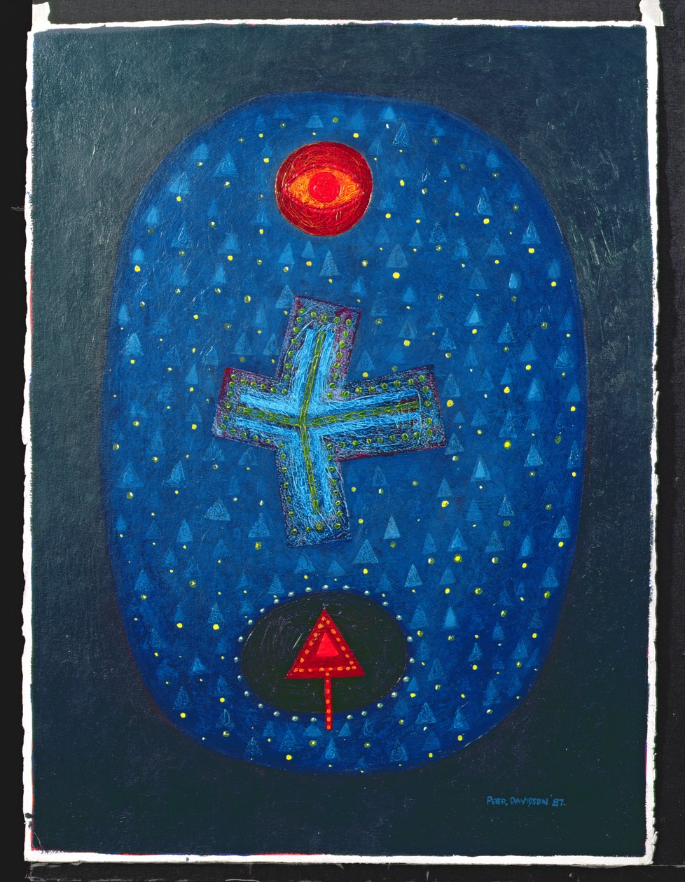 Forms in a Oval, 1987 (akryl na papíře) od Peter Davidson