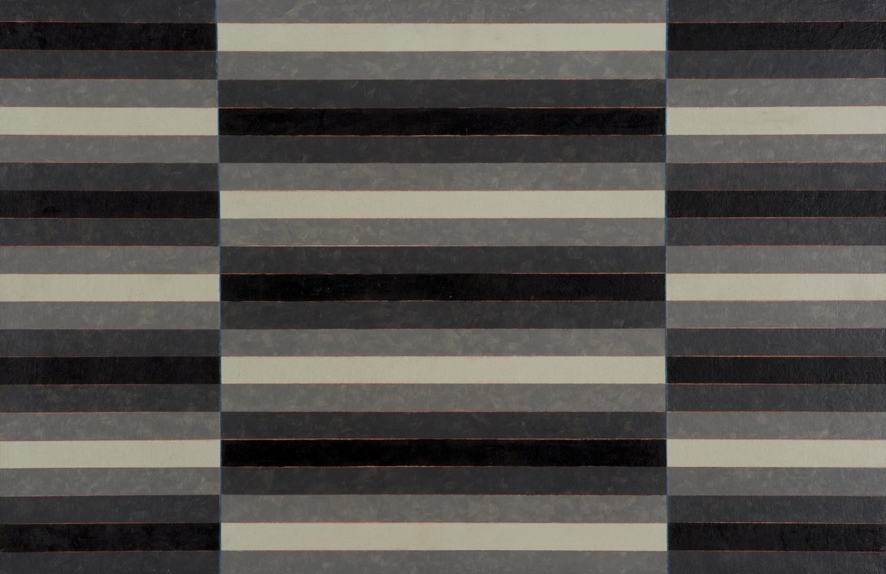 Pruhovaný triptych č. 4, 2003 (akryl na palubě) od Peter McClure
