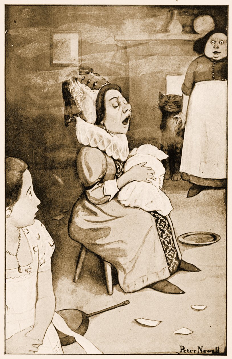 „Zpívání jakési ukolébavky“, ilustrace k Alence Dobrodružství v říši divů Lewise Carrolla, 1901 od Peter Newell